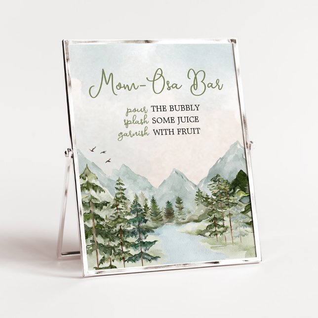 Affiche Laisser l'aventure commencer Woodland Mom Osa Bar (Forest Baby Shower Mom Osa Bar Sign)