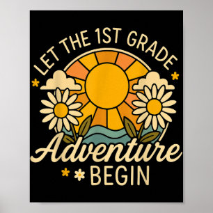 Affiche Laisser l'aventure de 1ère année débuter Retro Sun