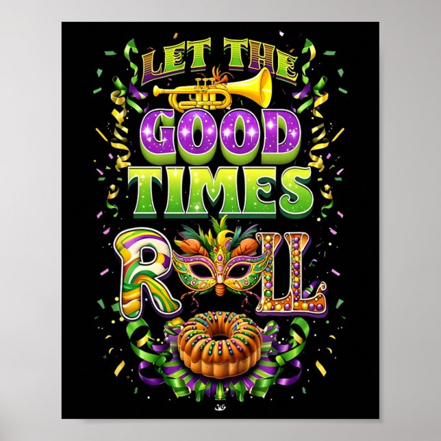 Affiche Laisser Le Bon Temps Roll Mardi Gras Perles Louisi (Devant)