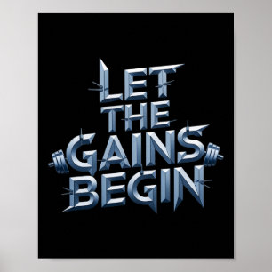 Affiche Laisser Les Gains Commencer Gym Bodybuilding Fitne