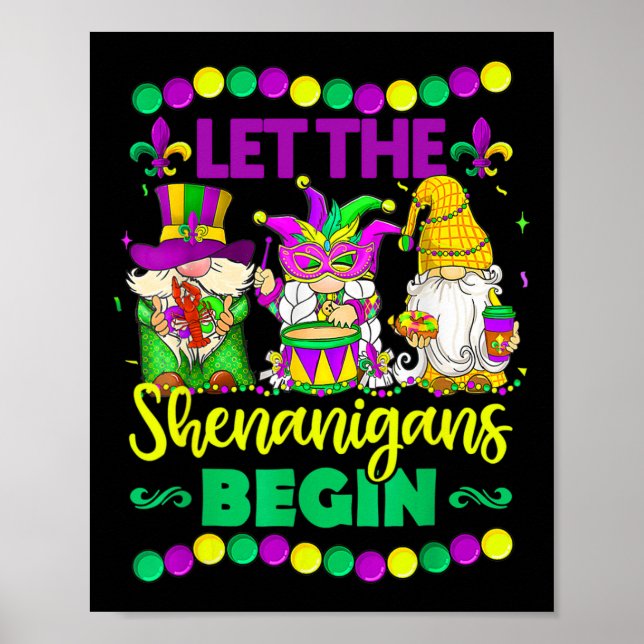 Affiche Laisser Les Shenanigans Commencer Gnomes Mardi Gra (Devant)