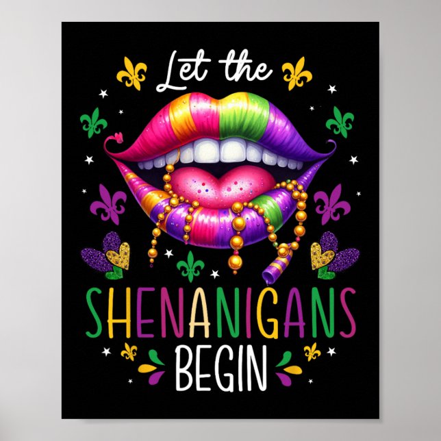 Affiche Laisser Les Shenanigans Commencer Mardi Gras Lèvre (Devant)