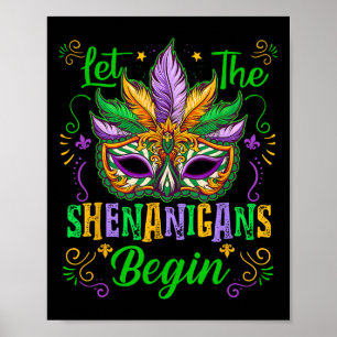 Affiche Laisser Les Shenanigans Commencer Mardi Gras Mask 