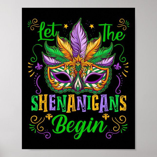 Affiche Laisser Les Shenanigans Commencer Mardi Gras Mask  (Devant)