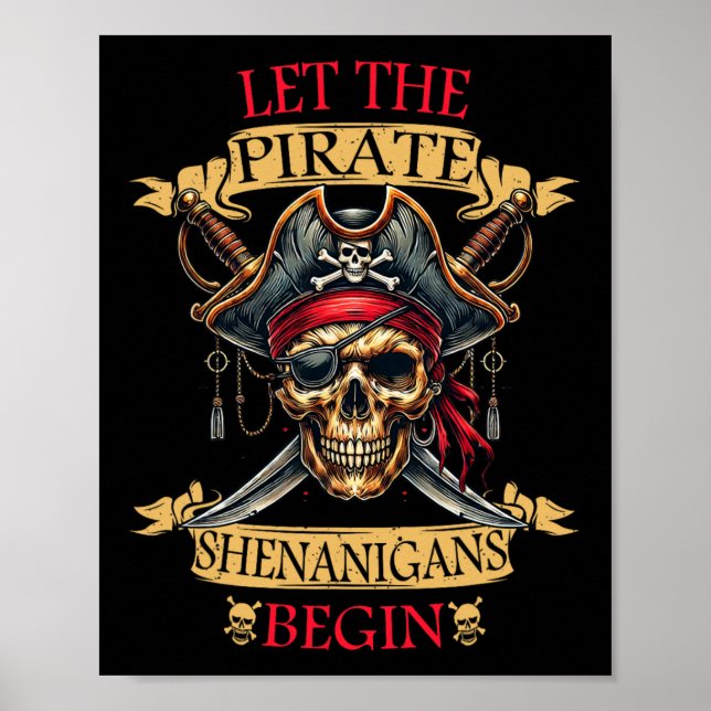 Affiche Laisser Les Shenanigans Pirates Commencer Le Crâne (Devant)