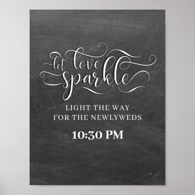 Affiche Laisser Love Sparkle Chalkboard Mariage Signer (Devant)
