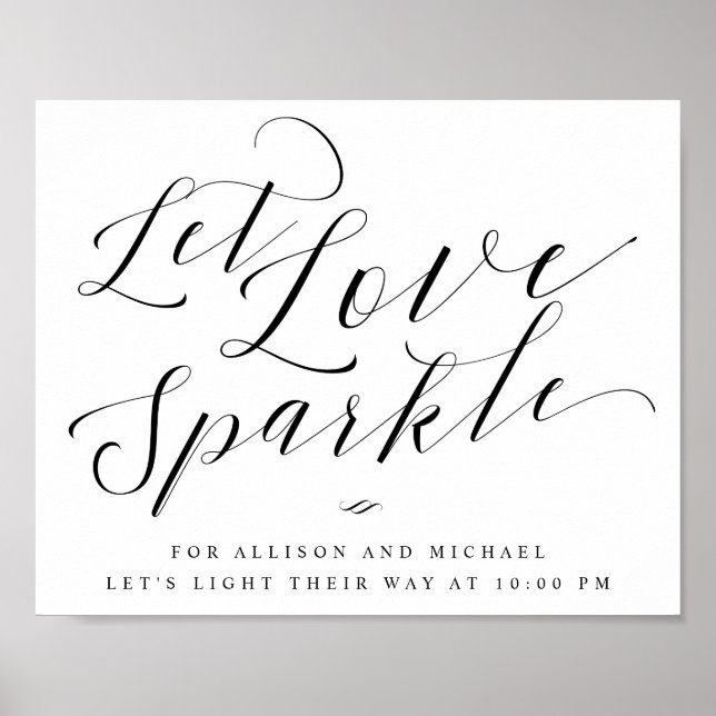 Affiche Laisser Love Sparkle Élégant Mariage Calligraphie  (Devant)