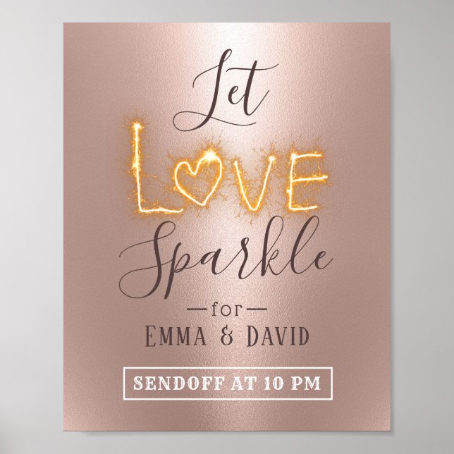 Affiche Laisser Love Sparkle Rose Gold Envoyer Off Mariage (Devant)