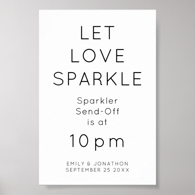 Affiche Laisser Love Sparkler Sparkler Time Mariage Signer (Devant)