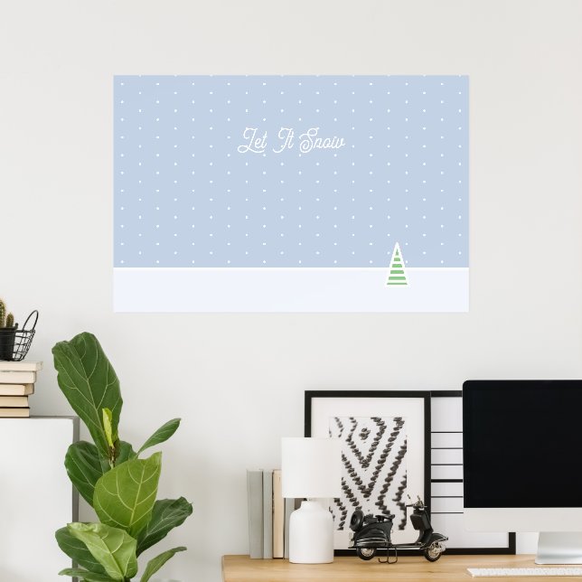 Affiche Laisser neiger un arbre d'hiver minuscule Ice Blue (Bureau à domicile)