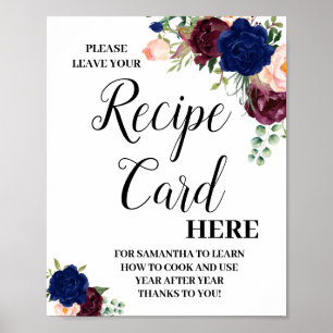 Affiche Laissez la carte de recette ici signe de douche nu