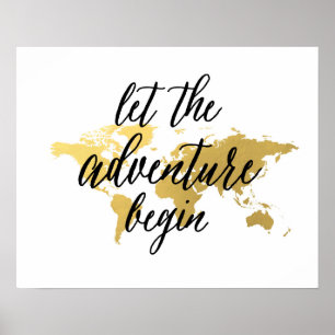 Affiche Laissez l'aventure commencer la carte du monde