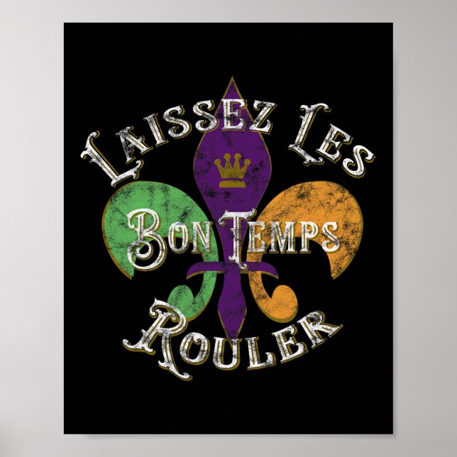 Affiche Laissez Les Bon Temps Rouler Mardi Gras 2025 Fleur (Devant)