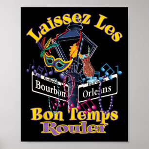 Affiche Laissez Les Bon Temps Rouler Mardi Gras 2025 Nola