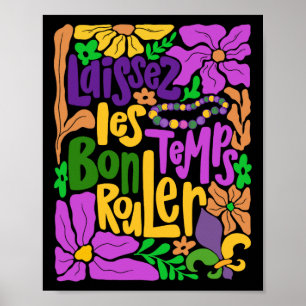Affiche Laissez Les Bon Temps Rouler Mardi Gras Beads Boho
