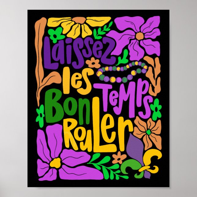 Affiche Laissez Les Bon Temps Rouler Mardi Gras Beads Boho (Devant)