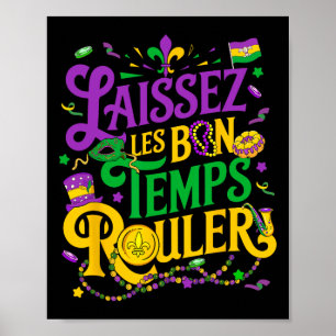 Affiche Laissez Les Bon Temps Rouler Mardi Gras Beads Fleu