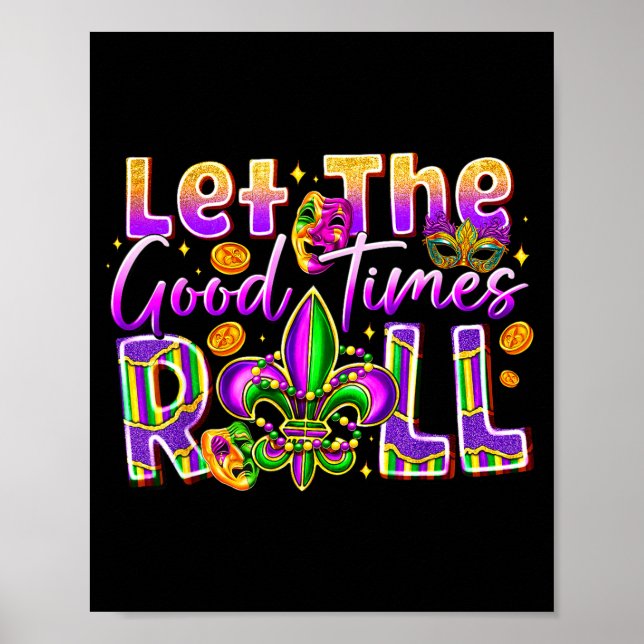 Affiche Laissez Les Bon Temps Rouler Mardi Gras Perles Fle (Devant)