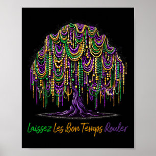 Affiche Laissez Les Bon Temps Rouler Mardi Gras Tree Beads