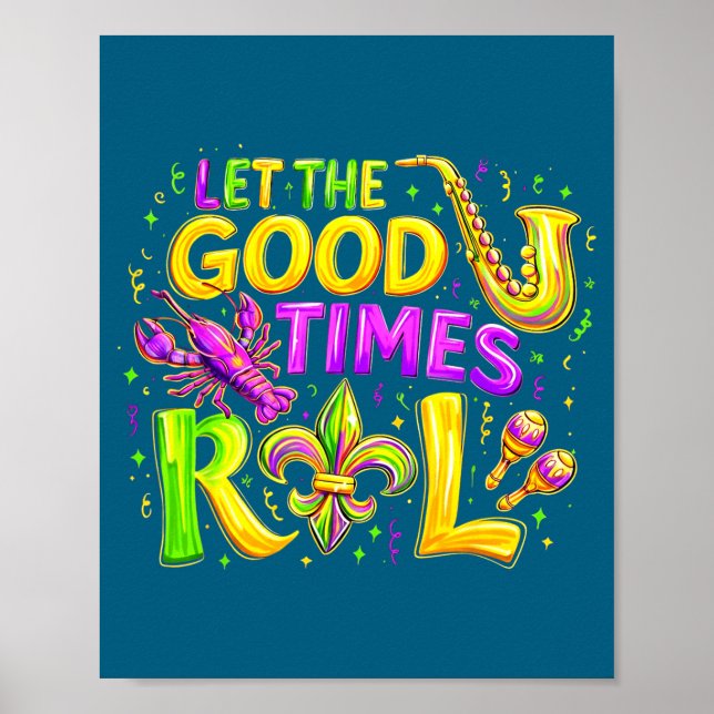 Affiche Laissez les bons temps rouler Mardi Illustration (Devant)