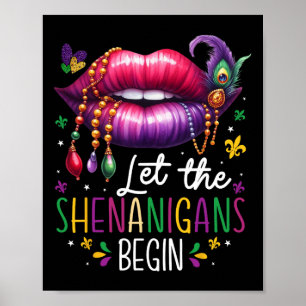 Affiche Laissez les frénésies commencer Mardi Gras Lèvres