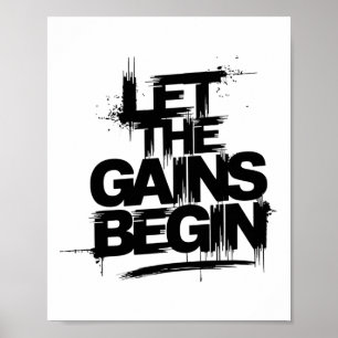 Affiche Laissez les gains commencer Gymnase Bodybuilding F
