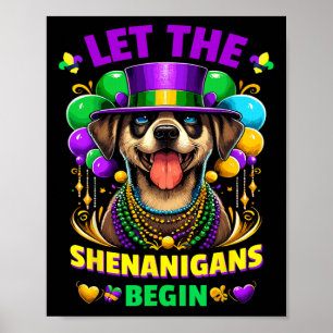 Affiche Laissez Les Shenanigans Commencer Mardi Gras Chien