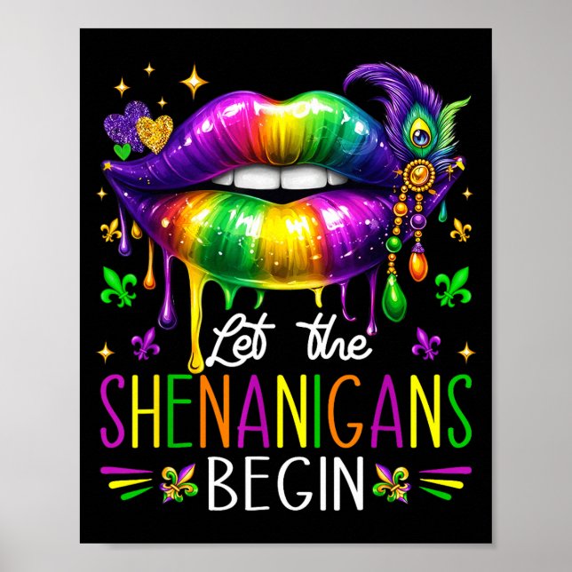 Affiche Laissez les Shenanigans Commencer Mardi Gras Lèvre (Devant)