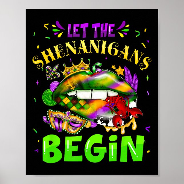 Affiche Laissez Les Shenanigans Commencer Mardi Gras Lèvre (Devant)