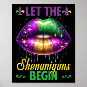 Affiche Laissez Les Shenanigans Commencer Mardi Gras Lèvre
