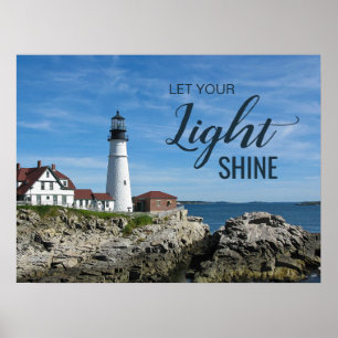 Affiche Laissez votre lumière briller le phare Maine Photo