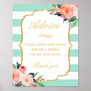 Affiche Laissez votre panneau de conseils Floral rayures