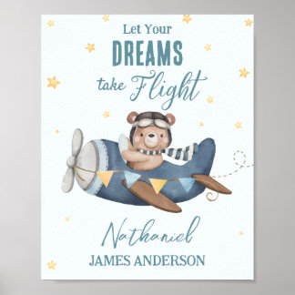 Affiche Laissez votre rêve prendre son envol Ourson mignon