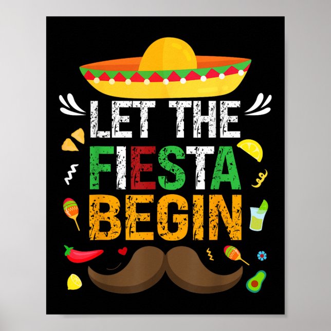 Affiche Laissons la Fiesta commencer la fête mexicaine drô (Devant)