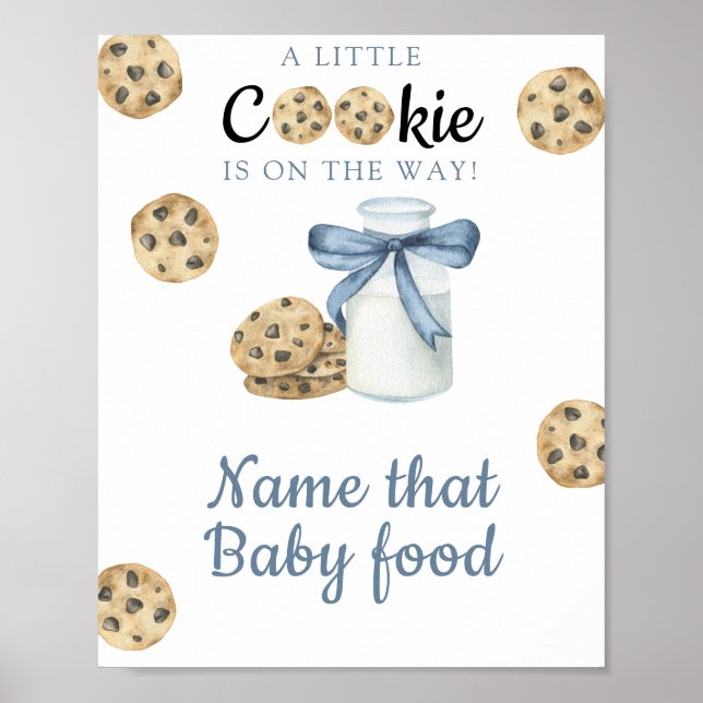 Affiche Lait & biscuits Baby shower Nommez cette nourritur (Devant)