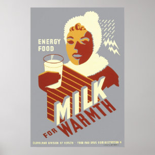 Affiche Lait de nourriture d'énergie pour la chaleur