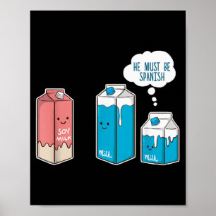 Affiche Lait de soja Il doit être espagnol Drôle de jeu de