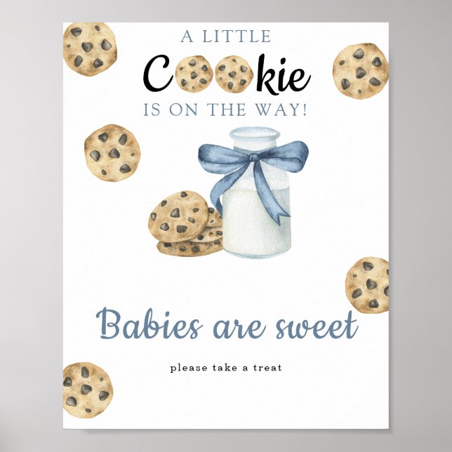 Affiche Lait et biscuits baby shower Les bébés sont doux (Devant)