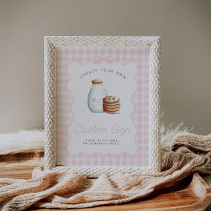 Affiche Lait et biscuits Baby shower rose Signes
