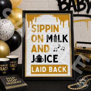 Affiche Lait et Jus Anniversaire Hip Hop 90s Baby Shower