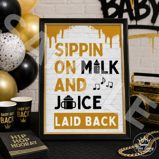 Affiche Lait et Jus Anniversaire Hip Hop 90s | Baby Shower