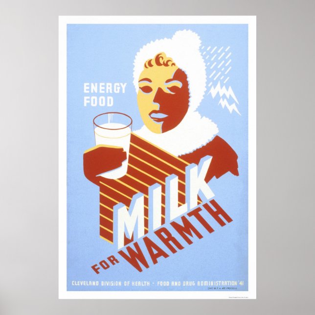 Affiche Lait pour énergie chaude 1941 WPA (Devant)