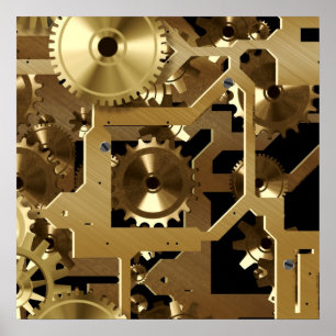 Affiche laiton de travail d'horloge