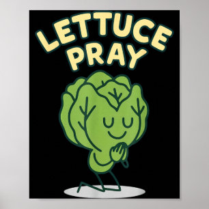 Affiche Laitue Priez Drôle Pun Chrétien Foi Humour