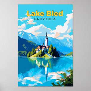 Affiche Lake Bled Slovénie Travel Art Vintage\\