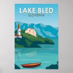 Affiche Lake Bled Slovénie Travel Retro Art Vintage