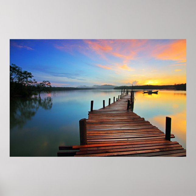 Affiche Lake Dock Pier Sunrise (Devant)
