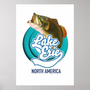 Affiche Lake Erie North America fishing logo