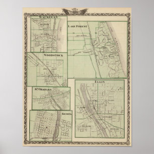 Affiche Lake Forest, Elgin, Waukegan, Woodstock