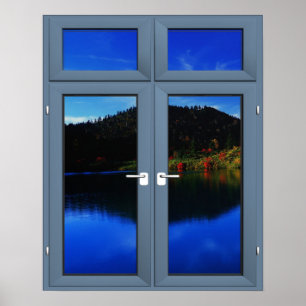 Affiche Lake Front Picture Window Scenery - Illusion